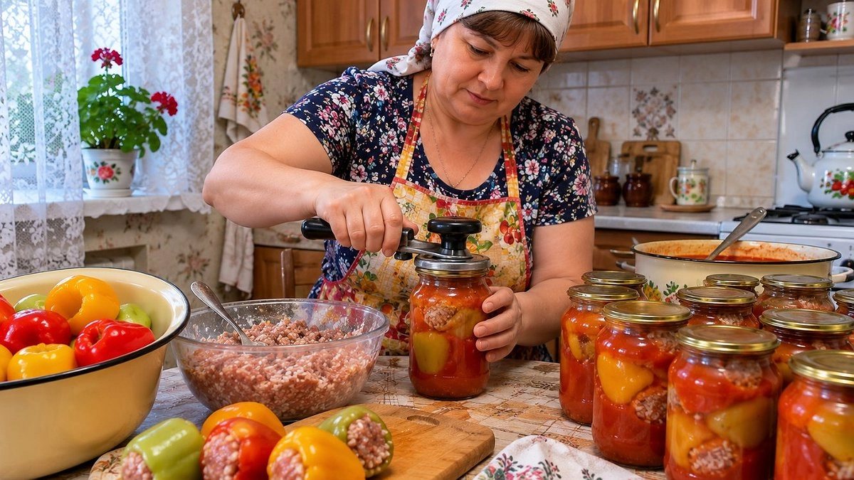 Делаю заготовки на зиму из фаршированного перца - вкус такой, что пальчики оближешь: в холода всегда выручает