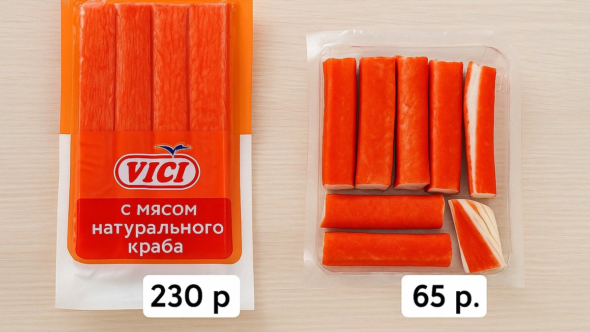 Купил крабовые палочки за 230 р и за 65 р: сравнил дорогие и дешевые и понял, в чем тут подвох. Теперь знаю, что брать