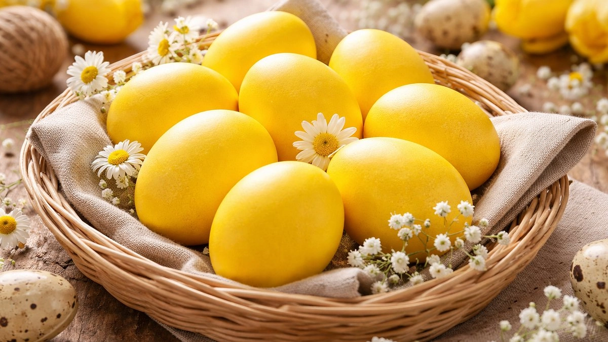 Почему яйца на Пасху получаются бледными - есть простой способ сделать ярко-жёлтый цвет: делюсь лайфхаками