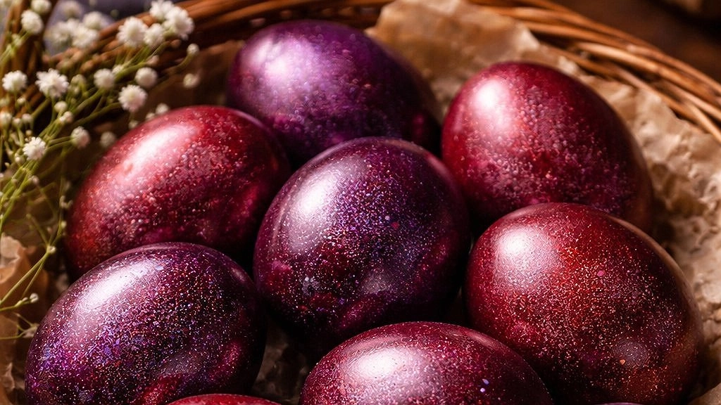 Луковая шелуха ушла в прошлое: в 2026 яйца на Пасху красят вином - получается мерцающий "космос". Глаз не оторвать как красиво