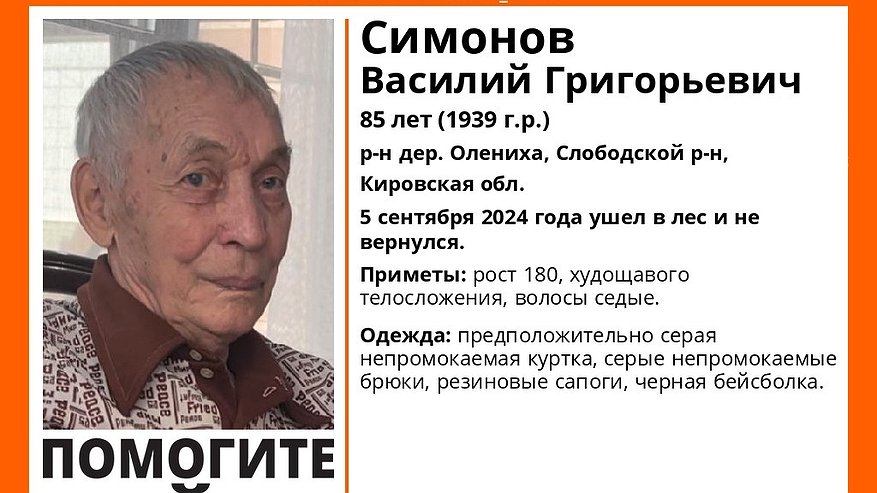 В Слободском районе 85-летний пенсионер ушел в лес и не вернулся