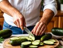 Пожарьте соленые огурцы, результат будет потрясающий. Никогда не ел такой вкусный салат