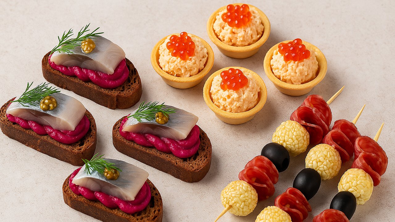 Главная картинка новости: Новогодний стол без суеты: 3 закуски, которые собираются за 15 минут - съедаются быстрее оливье и шубы