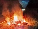 После ДТП с лосем под Кировом загорелся мотоцикл с людьми