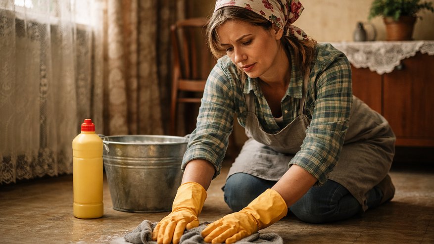 Главная картинка новости: Это не просто глупое суеверие: для чего в СССР хозяйки мыли пол водой с солью - так и сейчас хитрые клинеры делают